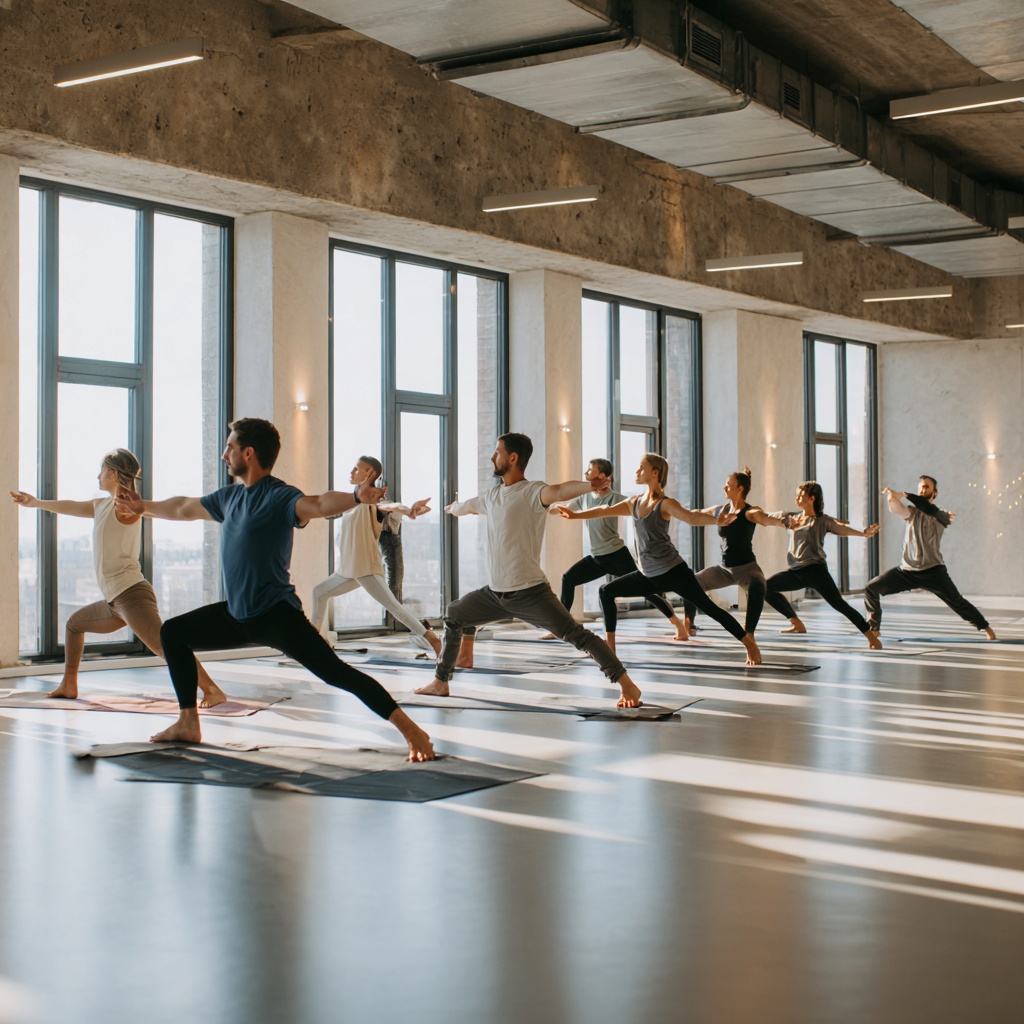 Persona in posizione di equilibrio yoga su un pontile